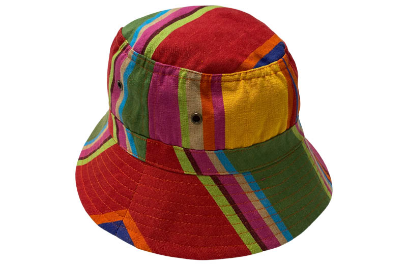 Pink, Green, Gold Striped Bucket Hats - Stripe Sun Hat