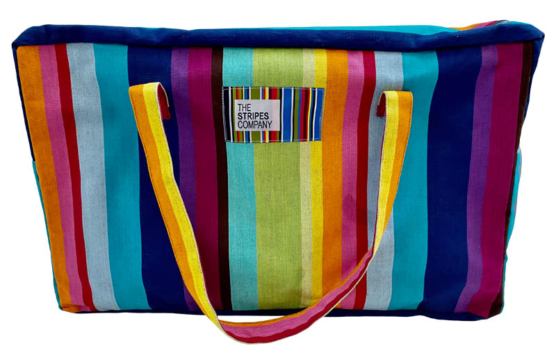 Bright Rainbow Striped Picnic Mat with Carry Bag