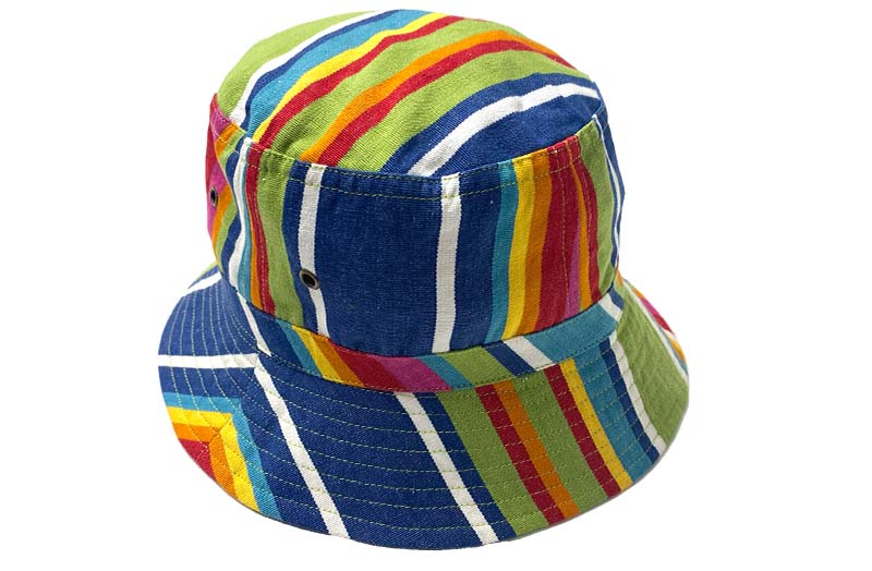 Blue Green Striped Sun Hats | Sun Bucket Hat  - Climbing Stripe