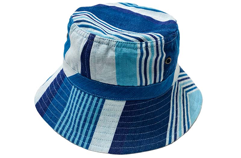 Teal Aquamarine and French Navy Stripe Bucket Hat | Sun Protection Hats