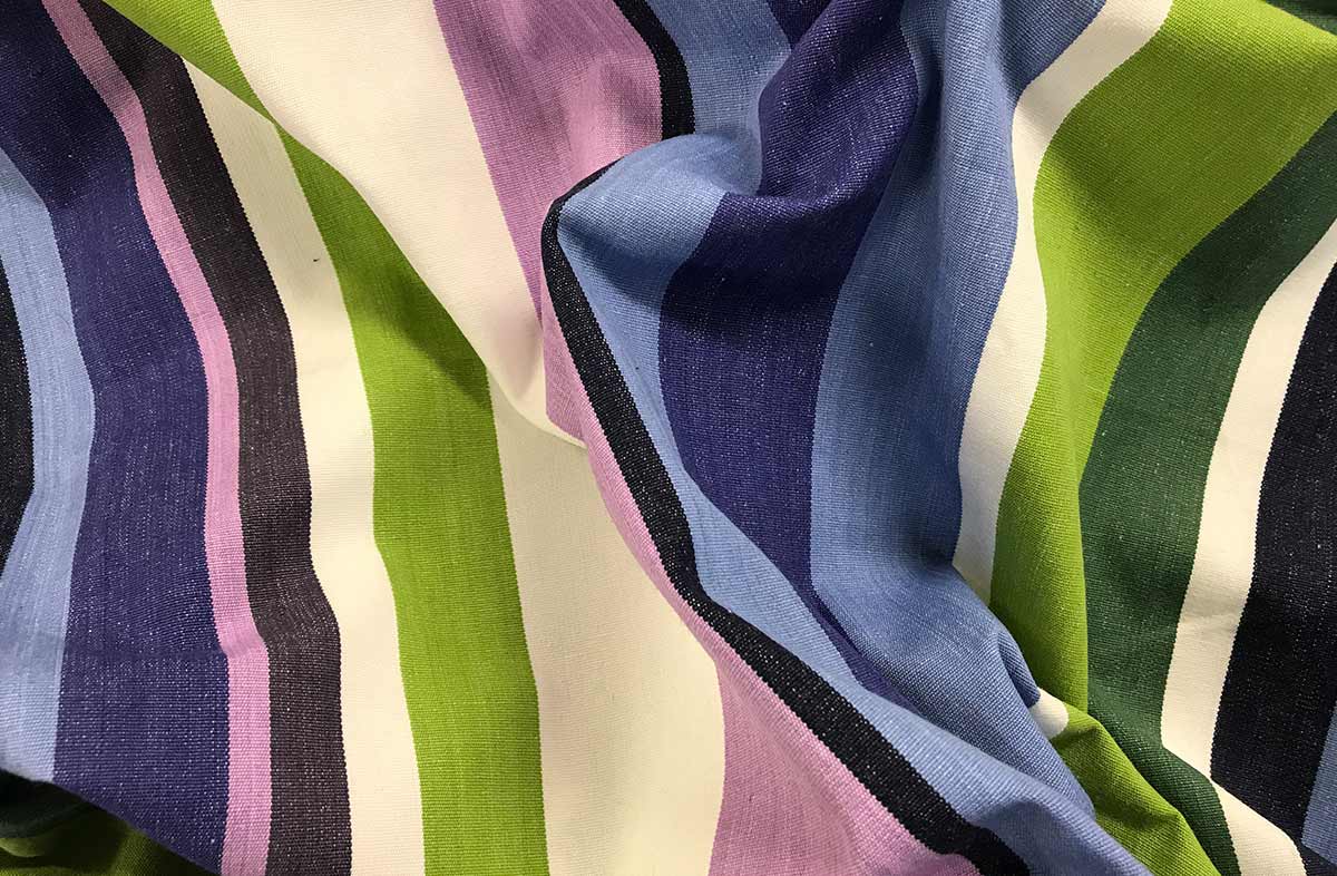 Lime Green Blue Purple White Striped Fabrics - Skiing Stripe