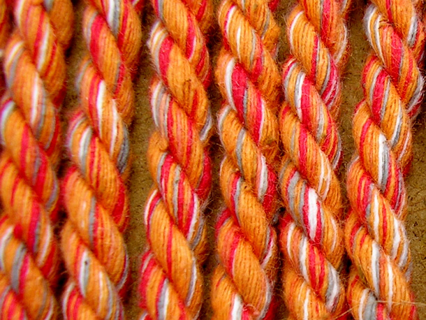 Coral  Striped Cord | Striped Rope Coral Melange Stripes