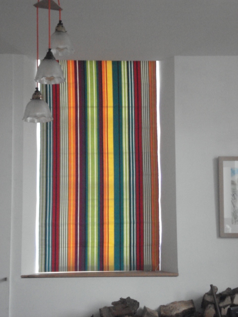 customer made roman blind with Aerobics interior striped fabric 