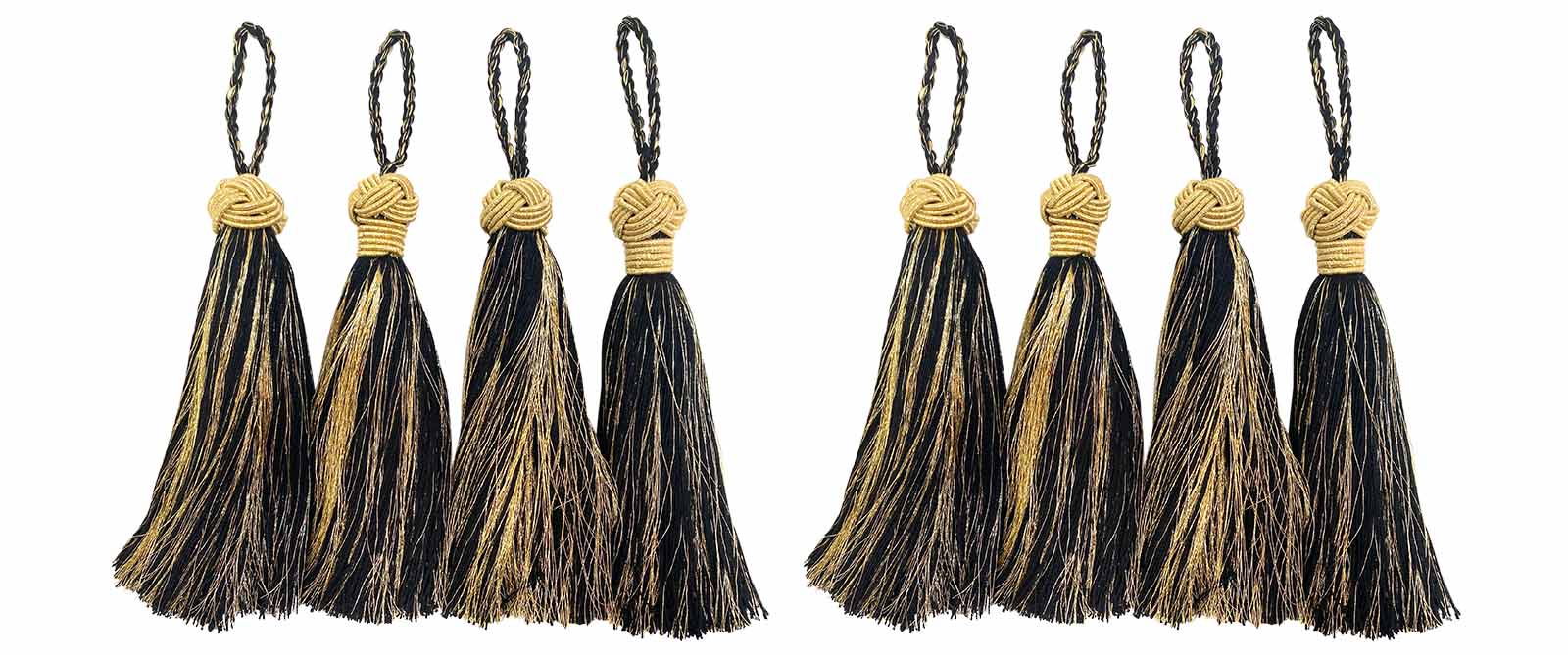 Turban Top Tassels in Black and Gold