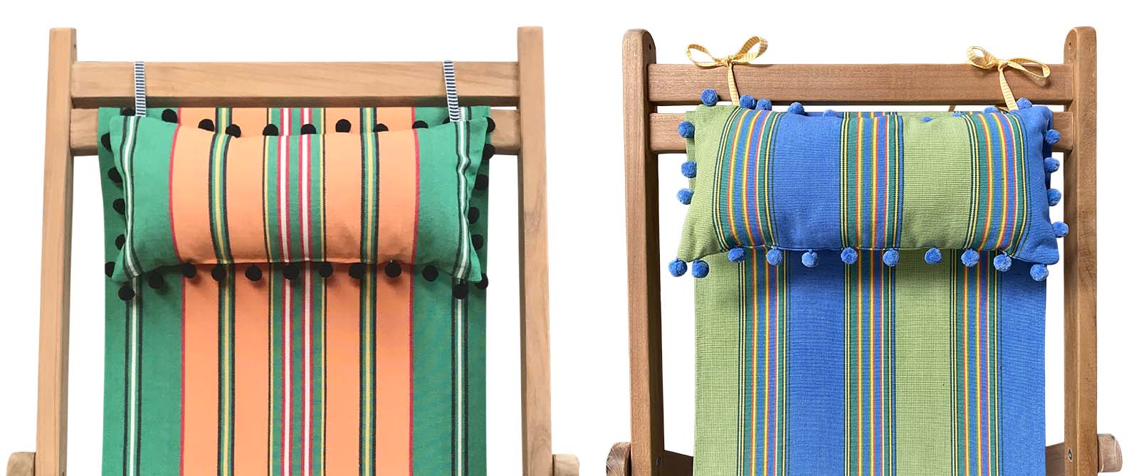 Deckchair Headrest Cushions | Tie on Pompom Headrest Pillow