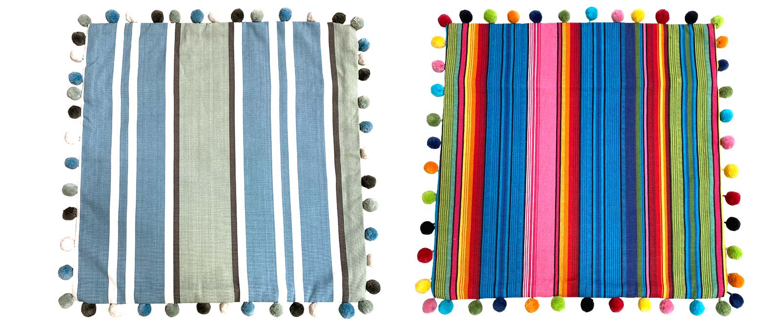 Striped Pompom Cushion Covers