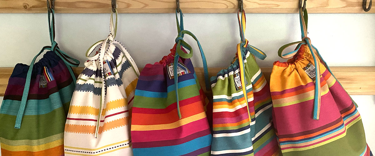 Drawstring Shoe Bags | Striped Shoe Bags
