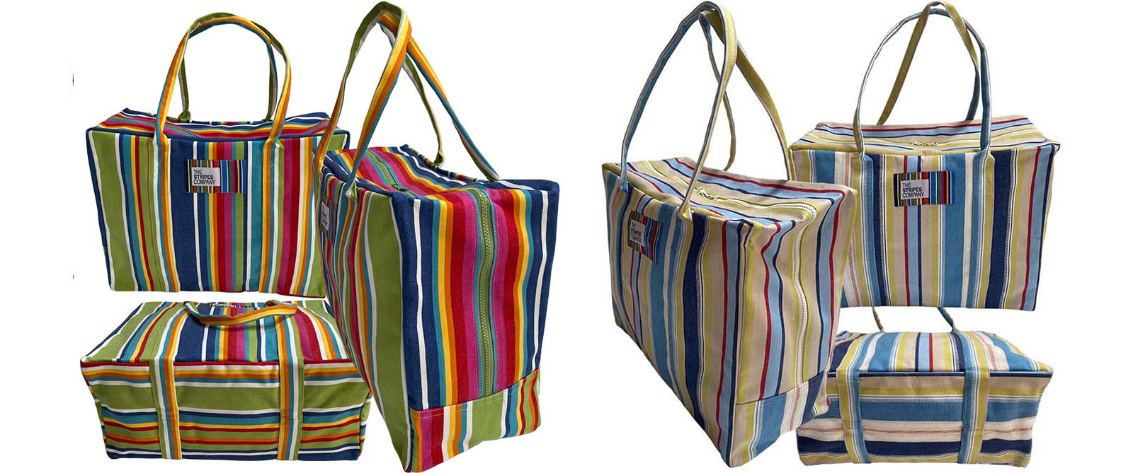 Stripe Zipped Beach Bags - Soft Case Hand Luggage Travel Bag