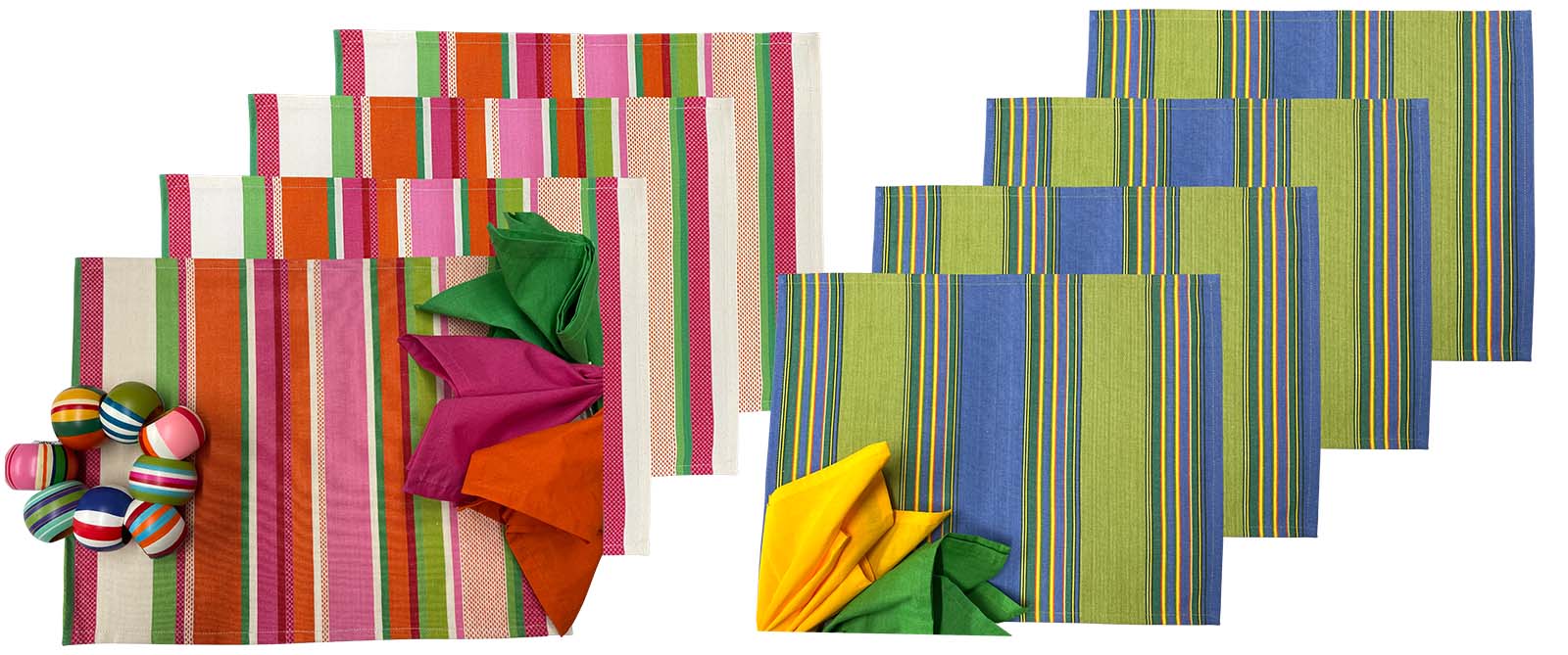 Striped Place Mats - Colourful Table Mats set of 4