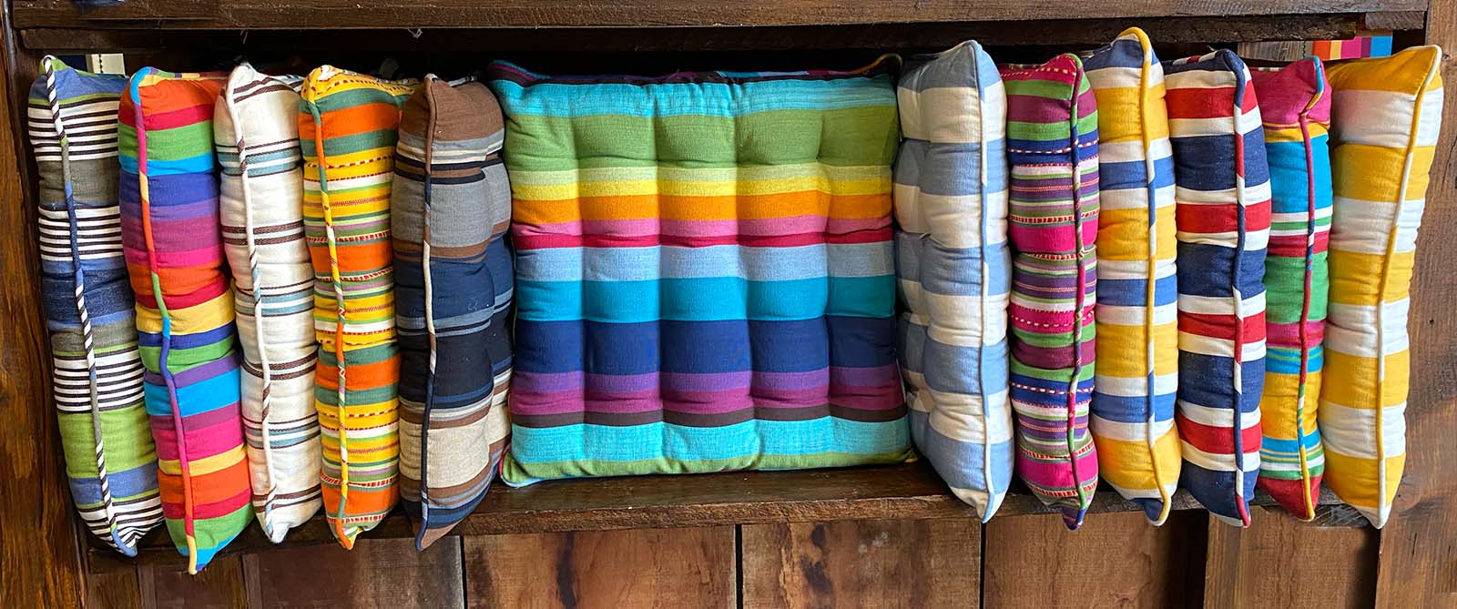 Striped Seat Pads with Piping