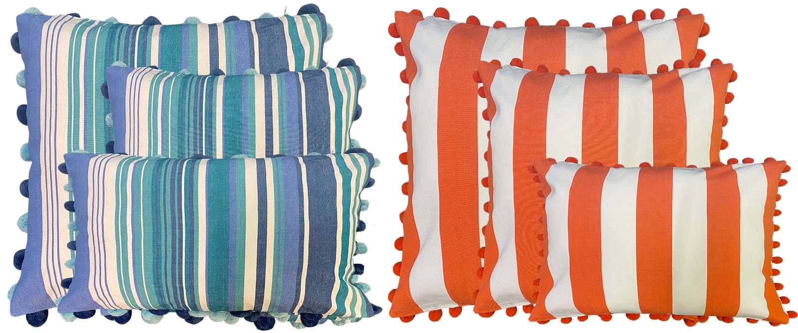 customised basic cushion cover Striped Pompom Cushions
