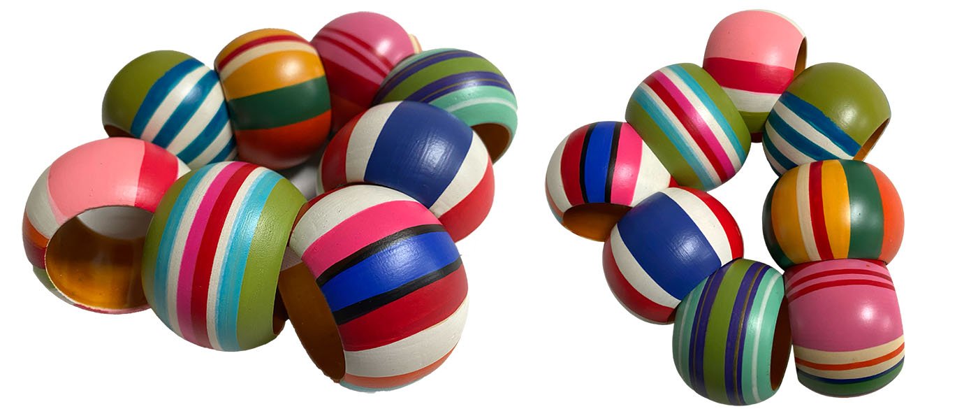 Striped Napkin Rings - Hand Painted
