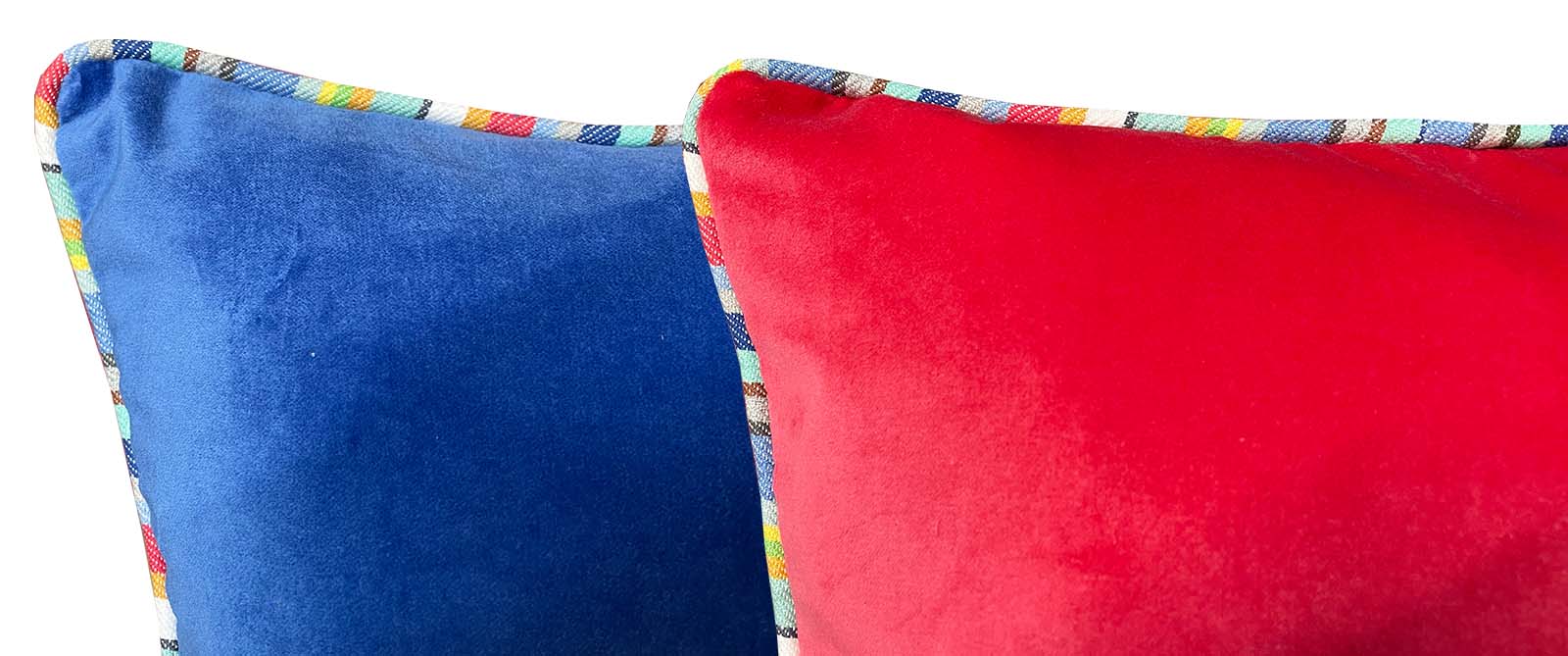 Velvet Cushion Covers with Stripe Piping