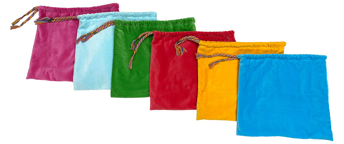 Velvet Handbag Pouches with Multicolour Drawstring