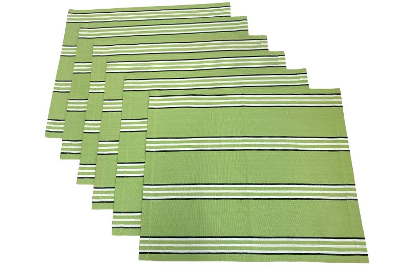Lime Green Striped Place Mats - Lime Green Table Mats set of 6