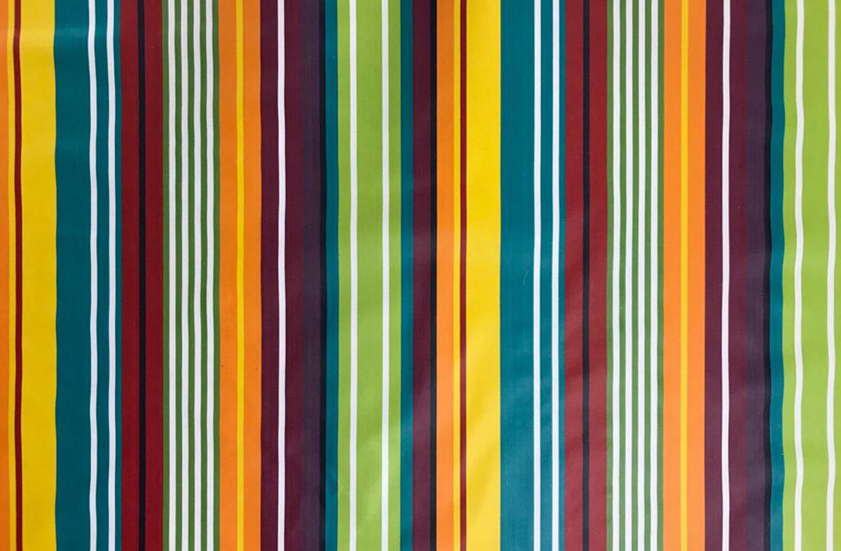Aerobics Striped Oilcloth Fabric | Wipeable Stripe Fabrics
