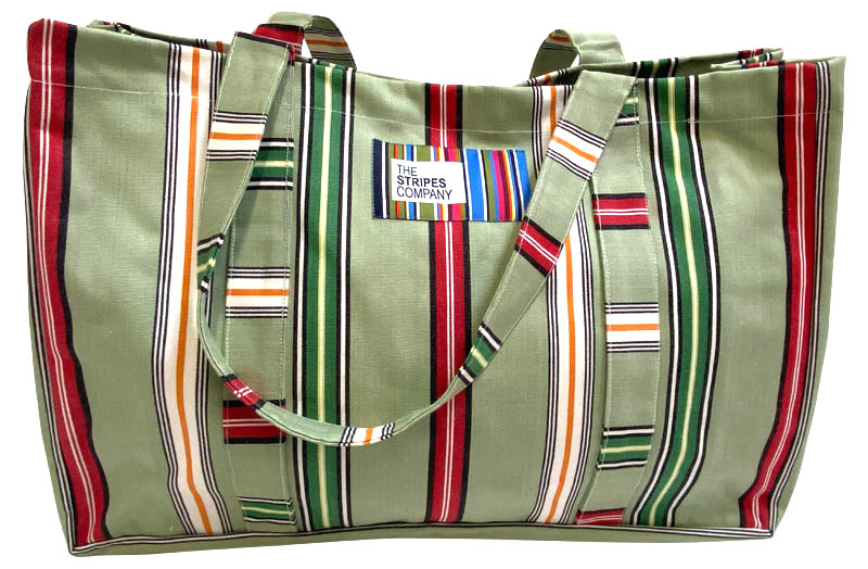 Extra Large Beach Bags  - Pale Green, Green, Red White Stripe 