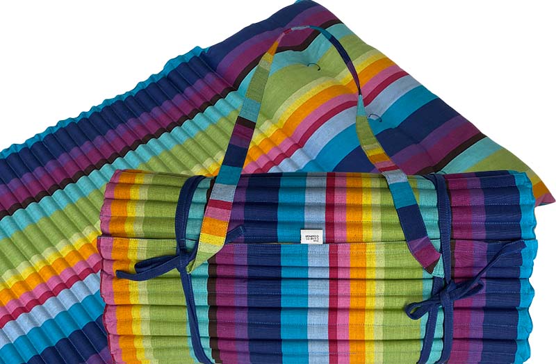 Bright Rainbow StripeBeach Mats | Roll Up Beach Mattress with Pillow