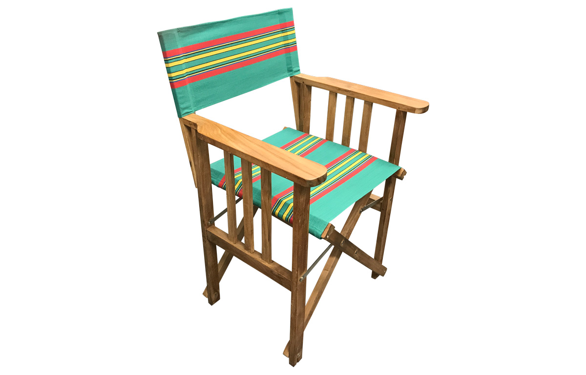 Directors Chairs with Vintage Green Striped Covers