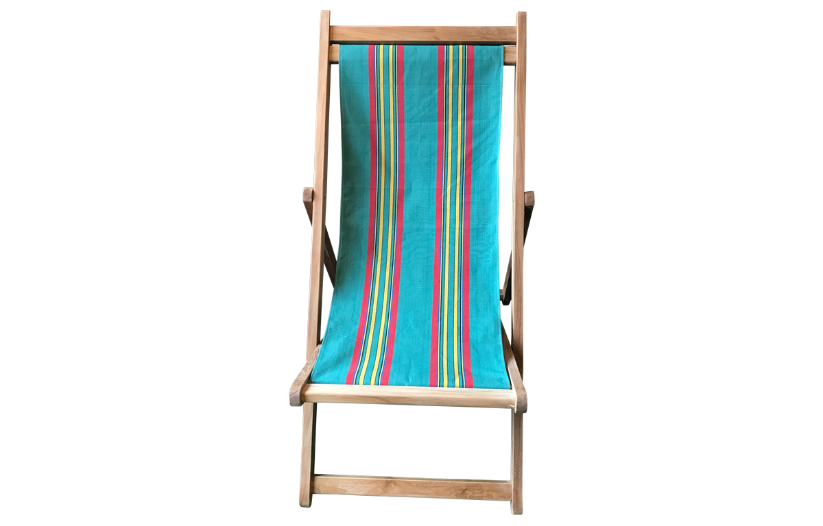 Vintage Look Green Stripe Deck Chair