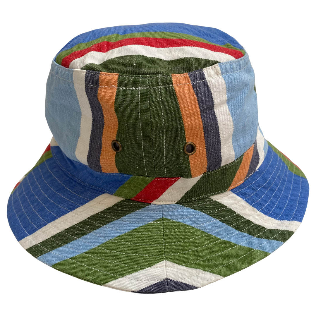 cotton bucket hat blue stripe