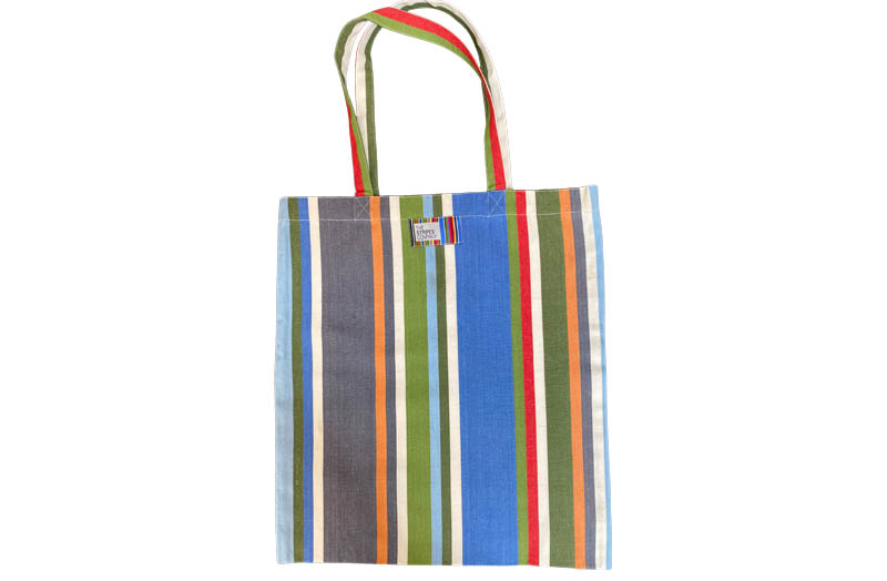 Cotton Tote Bags - Blue, Green, White Stripe