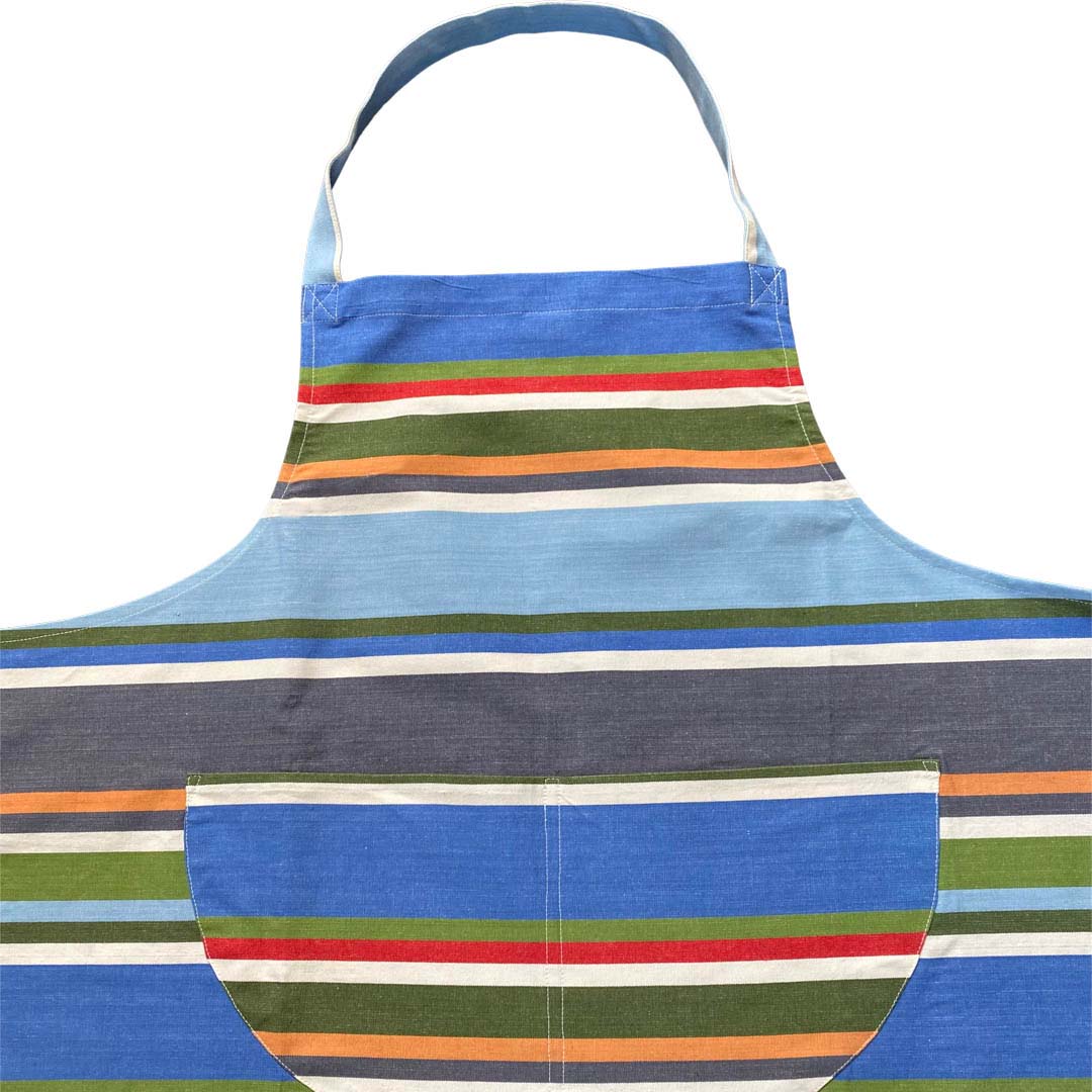 cotton apron blue stripes