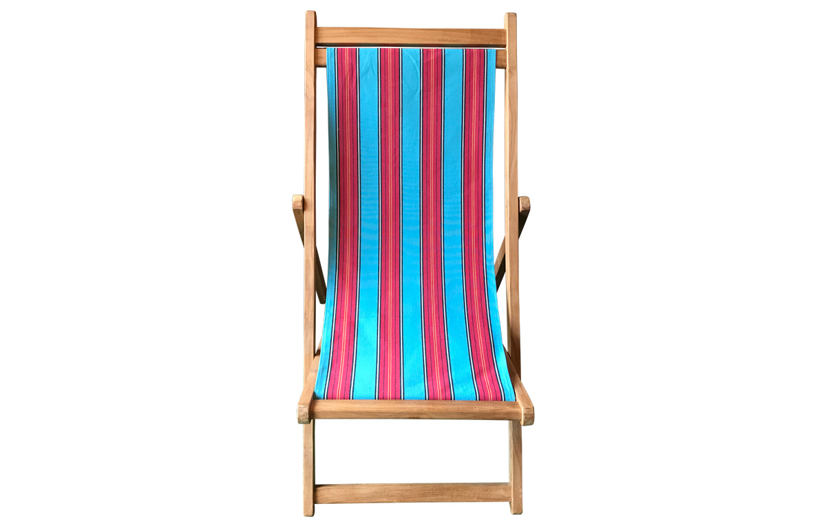 Premium Deck Chairs with light blue, red striped sling
