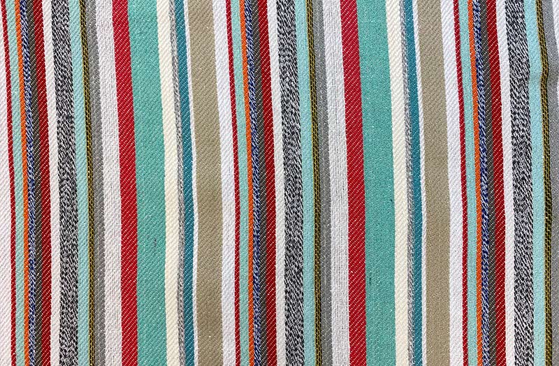 aquamarine, red, turquoise - Striped Brushed Cotton Fabric