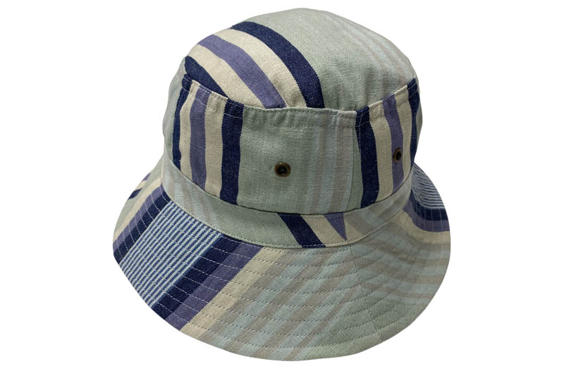 Pale Mint Green, Denim, Cream Stripe Bucket Hats - Stripe Sun Hat
