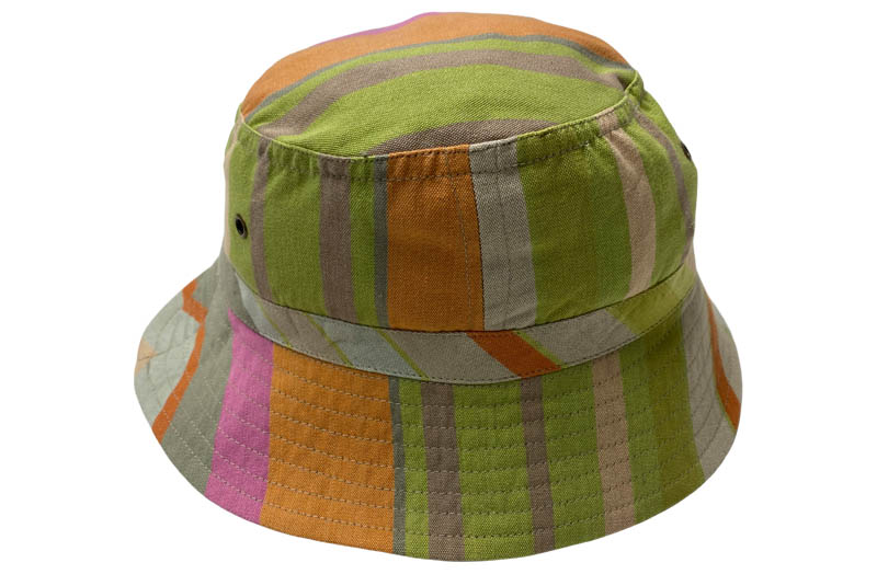 Stone, Pale Green, Terracotta Stripe Bucket Hats - Stripe Sun Hat