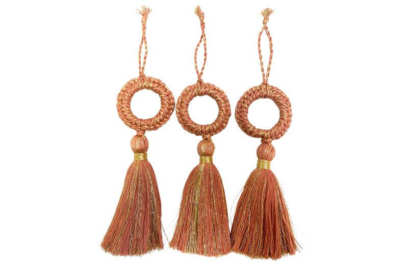 Gold and Peach Circle Top Tassels - Decorative Tassels for Christmas Trees