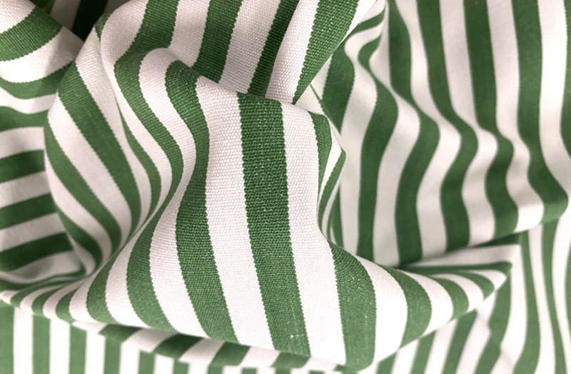 Stripe Fabric with Green and White 1cm wide Stripes | Narrow Stripe Cotton Fabrics