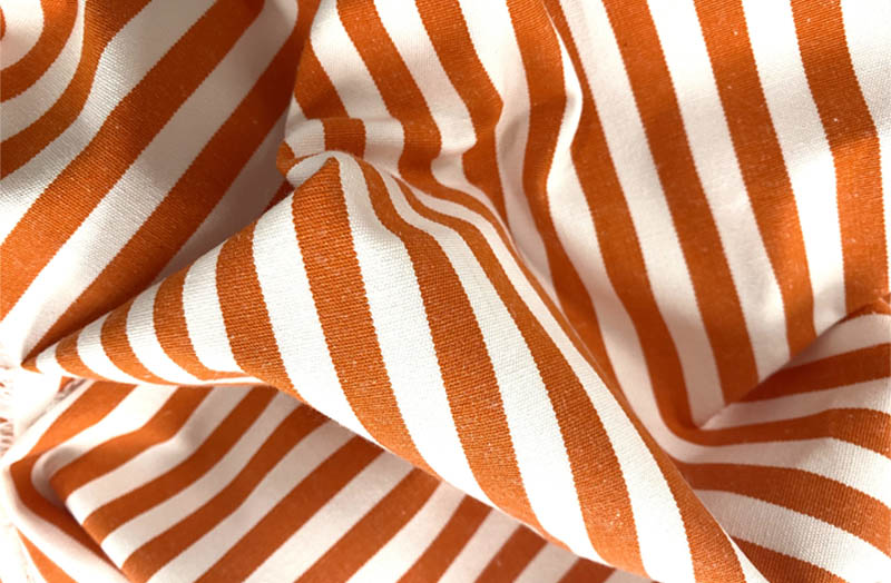Orange White Classic Stripe Fabrics with 1cm wide Stripes | Narrow Stripe Cotton Fabrics