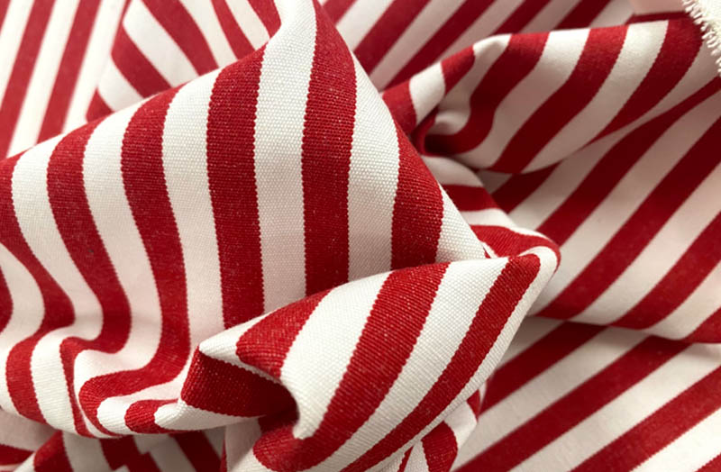 Red, White Classic Stripe Fabrics with 1cm wide Stripes | Narrow Stripe Cotton Fabrics