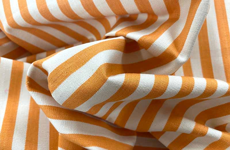 Stripe Fabric with 1cm wide Peach and Cream Stripes | Cotton Fabric Narrow Stripes