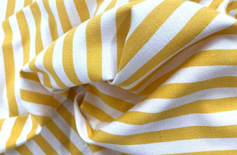 Classic Stripe Fabrics with Yellow and White 1cm wide Stripes | Narrow Stripe Cotton Fabrics