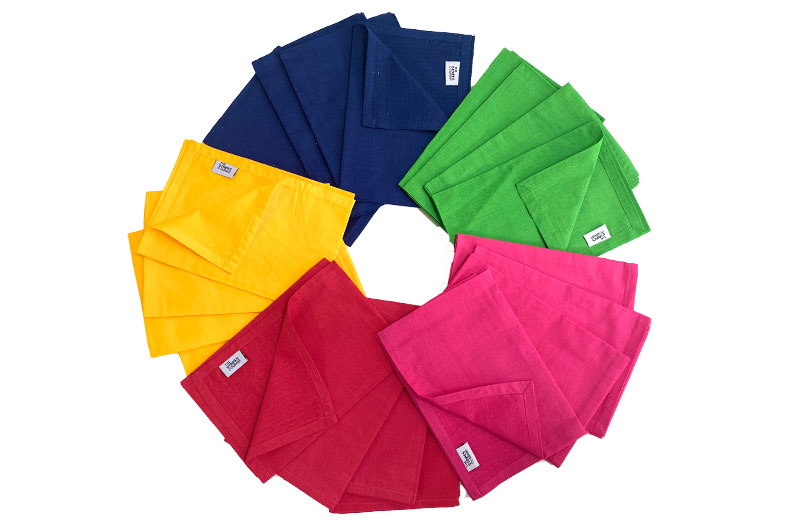cotton napkins bright colours