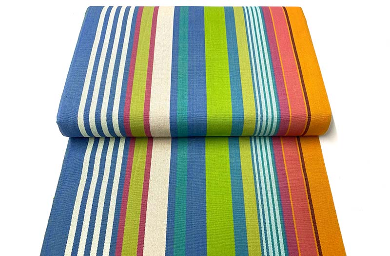 Green, Blue, Terracotta Stripe Deckchair Canvas Fabric
