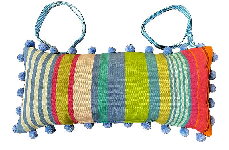 Green, Blue, Terracotta Deckchair Headrest Cushions | Tie on Pompom Headrest Pillow