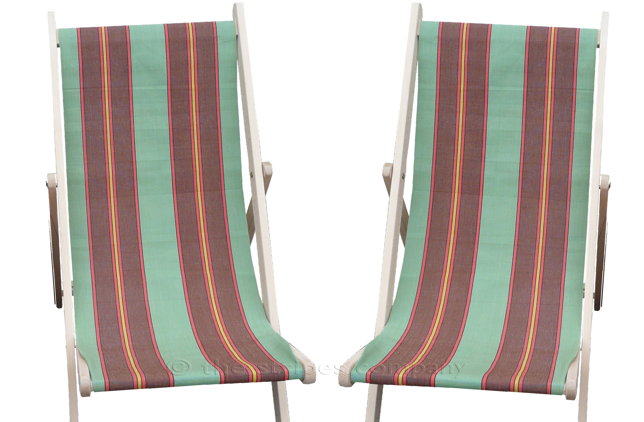 Green Deckchairs | Folding Wooden Deck Chairs Triathlon Green Stripes