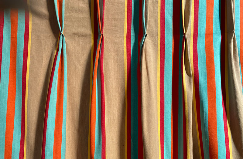 vintage look pinch pleat stripe curtains