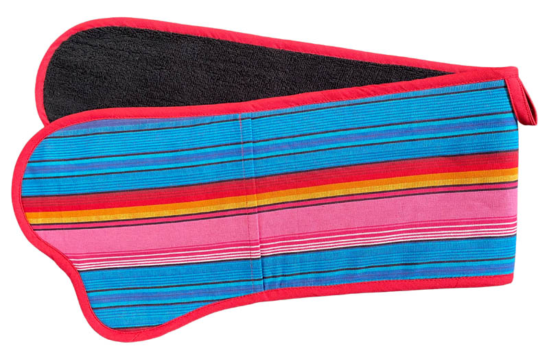 Bright Pink, Turquoise Blue Striped Oven Gloves | Double Oven Mitts