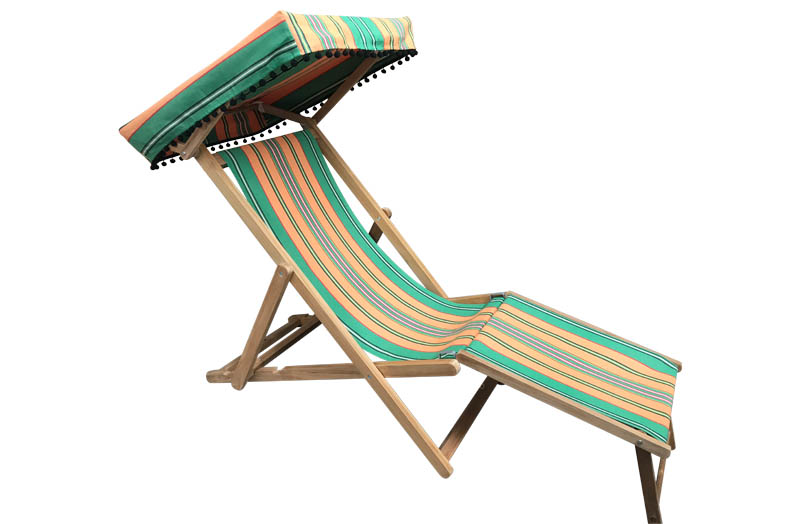 Green, Terracotta, Red Edwardian Deckchairs with Canopy and Footstool