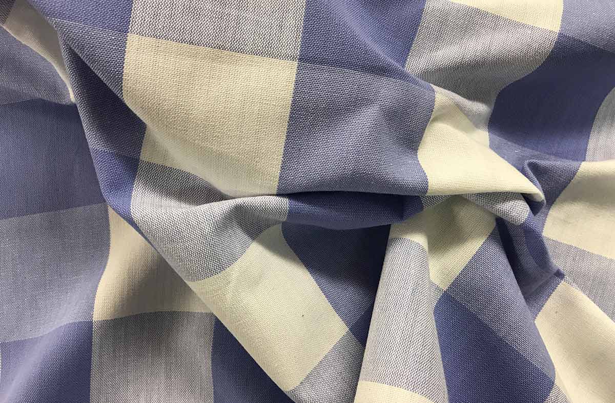 Lavender Blue and White Large Check Gingham Fabric