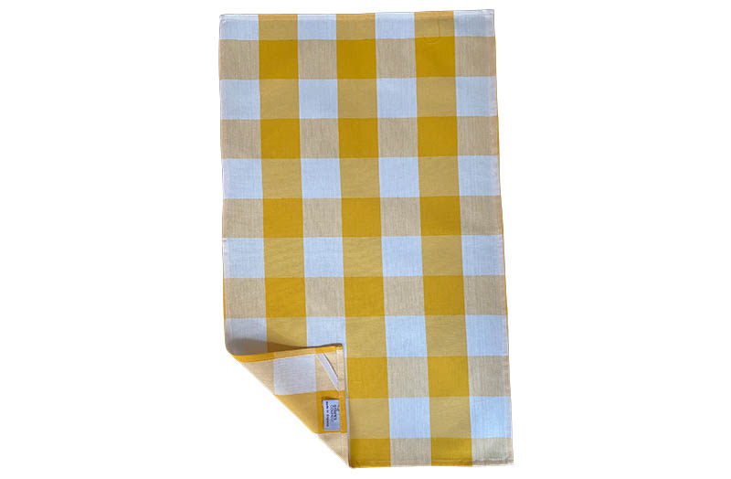 Yellow White Gingham Tea Towels 