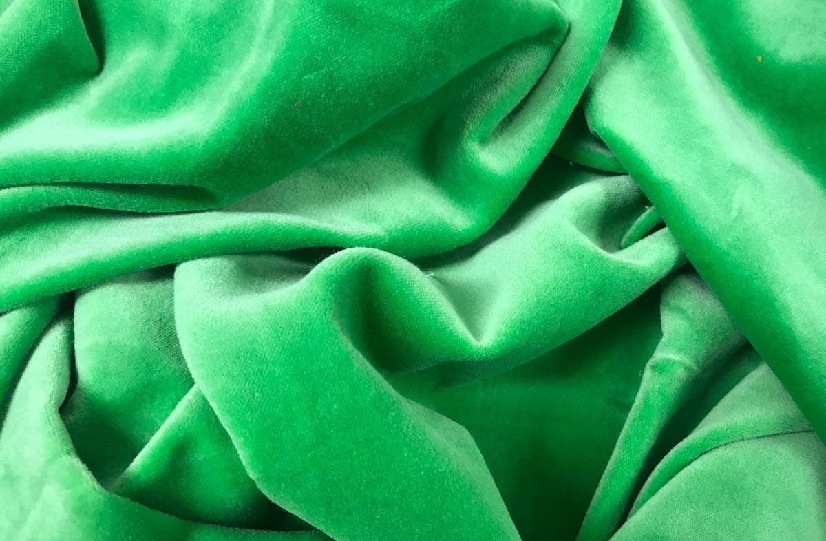 Green Cotton Velvet Fabric, The Stripes Company