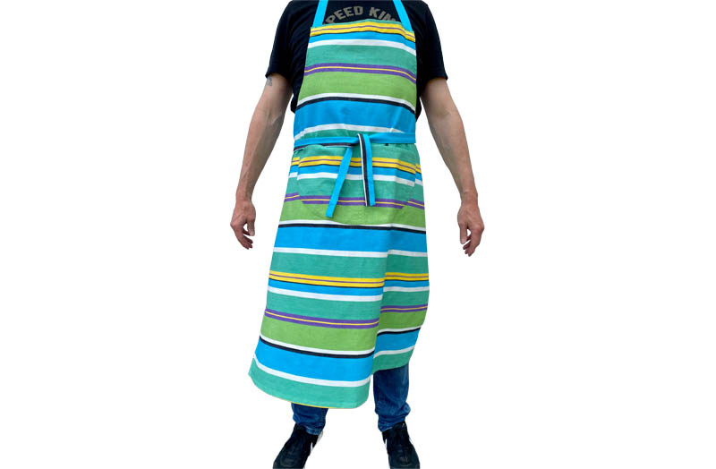 Green and Turquoise Striped Cotton Aprons