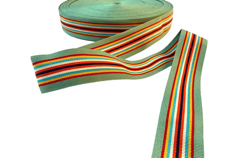 Aqua Stripe Grosgrain Ribbon 3.5cm wide
