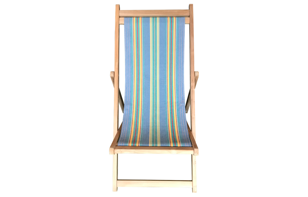 Premium Deck Chair with Vintage Sky Blue Striped Cover